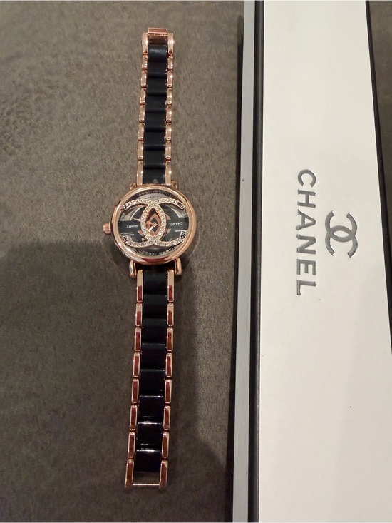Others Follow Accessories - New designer inspired Rose Gold & Black Logo Bracelet Watch